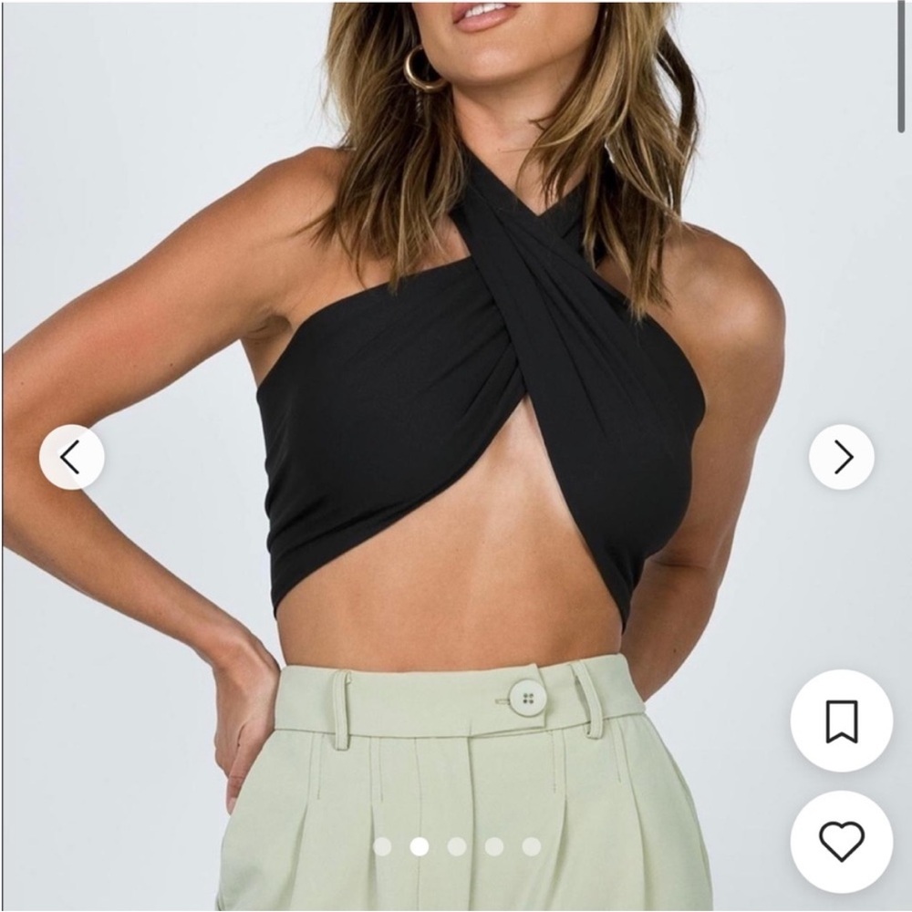 Princess Polly Black Asymmetrical Sleeveless Crop Top